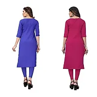 GROWMORE Women's Crepe Digital Print Straight Kurta(Pack of 2) (XL, Blue  DEEP Pink)-thumb1