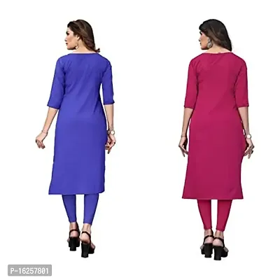 GROWMORE Women's Crepe Digital Print Straight Kurta(Pack of 2) (XL, Blue  DEEP Pink)-thumb2