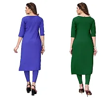 GROWMORE Women's Crepe Digital Print Straight Kurta(Pack of 2) (M, Blue  Green)-thumb1