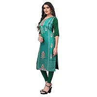 GROWMORE Women's Crepe Digital Print Straight Kurta(Pack of 2) (XL, Dark Blue  SEA Green)-thumb3