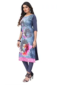 GROWMORE Women's Crepe Digital Print Straight Kurta(Pack of 2) (M, Blue  SIATE Grey)-thumb3