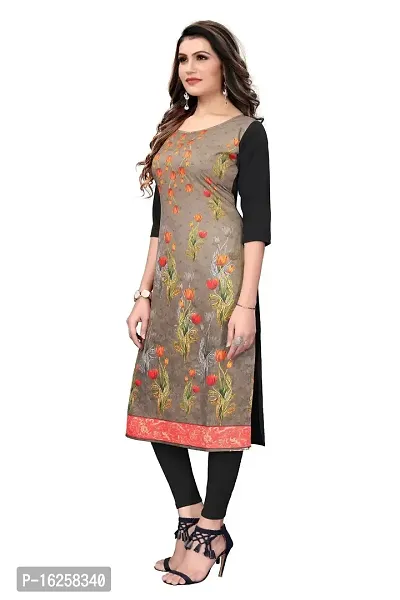 GROWMORE Women's Crepe Digital Print Straight Kurta (XXL, Cream)-thumb3