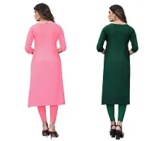 GROWMORE Women's Crepe Digital Print Straight Kurta(Pack of 2) (XL, Peach  SEA Green)-thumb1