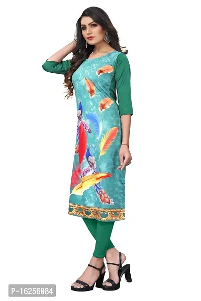 GROWMORE Women's Crepe Digital Print Straight Kurta(Pack of 2) (XL, Blue  Spring Green)-thumb4