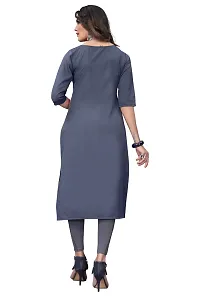 GROWMORE Women's Crepe Digital Print Straight Kurta (S, Grey)-thumb1