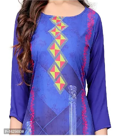 GROWMORE Women's Crepe Digital Print Straight Kurta(Pack of 2) (M, Blue  SIATE Grey)-thumb5