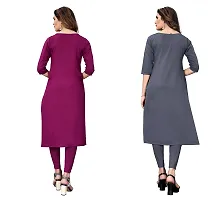 GROWMORE Women's Crepe Digital Print Straight Kurta(Pack of 2) (XXL, Purple  Grey)-thumb1