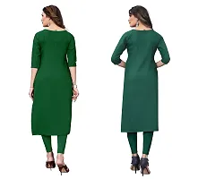 GROWMORE Women's Crepe Digital Print Straight Kurta(Pack of 2) (XXL, Green  Olive Green)-thumb1