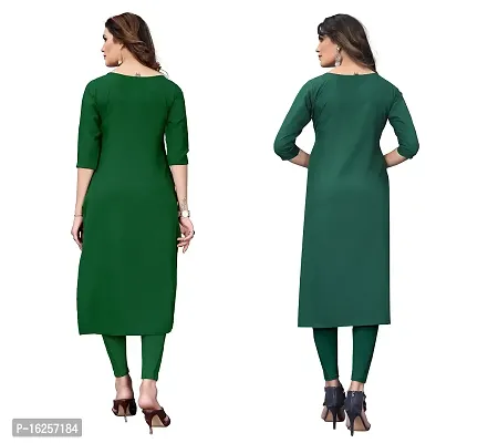 GROWMORE Women's Crepe Digital Print Straight Kurta(Pack of 2) (XXL, Green  Olive Green)-thumb2