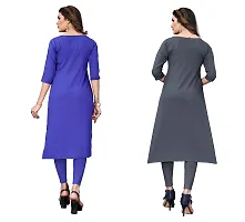 GROWMORE Women's Crepe Digital Print Straight Kurta(Pack of 2) (XXL, Blue  Light Grey)-thumb1