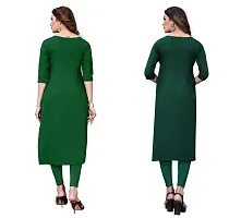 GROWMORE Women's Crepe Digital Print Straight Kurta(Pack of 2) (M, Green  SEA Green)-thumb1