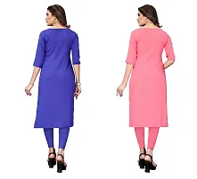 GROWMORE Women's Crepe Digital Print Straight Kurta(Pack of 2) (XXL, Blue  Coral Pink)-thumb2