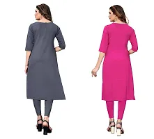 GROWMORE Women's Crepe Digital Print Straight Kurta(Pack of 2) (XXL, Grey  Pink)-thumb1