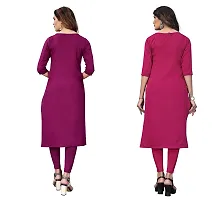 GROWMORE Women's Crepe Digital Print Straight Kurta(Pack of 2) (XL, Purple  DEEP Pink)-thumb1