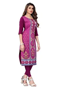 GROWMORE Women's Crepe Digital Print Straight Kurta(Pack of 2) (S, Peach  Dark Purple)-thumb3