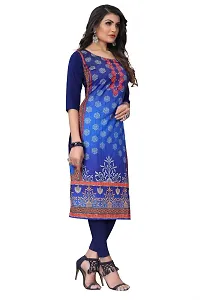 GROWMORE Women's Crepe Digital Print Straight Kurta (M, Dark Blue)-thumb2