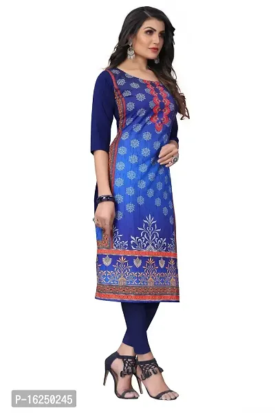 GROWMORE Women's Crepe Digital Print Straight Kurta (M, Dark Blue)-thumb3