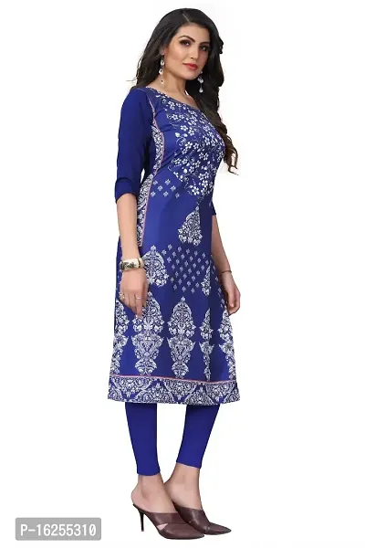 GROWMORE Women's Crepe Digital Print Straight Kurta(Pack of 2) (S, Peach  Blue VIOLOT)-thumb4