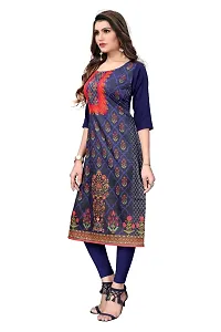 GROWMORE Women's Crepe Digital Print Straight Kurta(Pack of 2) (XL, Purple  Indigo Blue)-thumb3