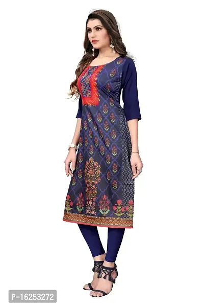 GROWMORE Women's Crepe Digital Print Straight Kurta(Pack of 2) (XL, Purple  Indigo Blue)-thumb4