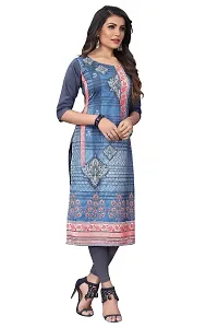 GROWMORE Women's Crepe Digital Print Straight Kurta (S, Grey)-thumb2