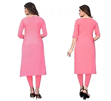 GROWMORE Women's Crepe Digital Print Straight Kurta(Pack of 2) (M, Peach  Coral Pink)-thumb1