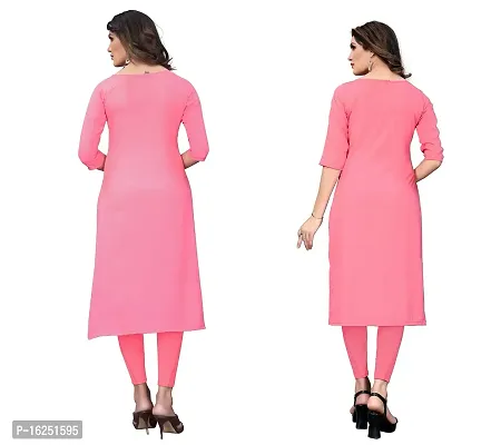 GROWMORE Women's Crepe Digital Print Straight Kurta(Pack of 2) (M, Peach  Coral Pink)-thumb2