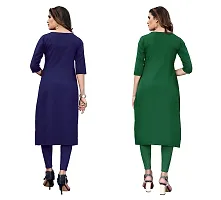 GROWMORE Women's Crepe Digital Print Straight Kurta(Pack of 2) (S, Dark BLIE  Dark Green)-thumb1