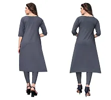 GROWMORE Women's Crepe Digital Print Straight Kurta(Pack of 2) (S, Grey  Light Grey)-thumb1