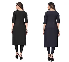 GROWMORE Women's Crepe Digital Print Straight Kurta(Pack of 2) (L, Black  Cream)-thumb1