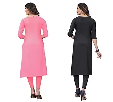 GROWMORE Women's Crepe Digital Print Straight Kurta(Pack of 2) (XL, Peach  RED Black)-thumb1