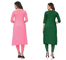 GROWMORE Women's Crepe Digital Print Straight Kurta(Pack of 2) (XXL, Peach  Dark Green)-thumb1