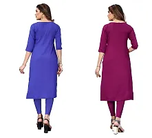 GROWMORE Women's Crepe Digital Print Straight Kurta(Pack of 2) (XXL, Blue  Dark PUR[LE)-thumb1