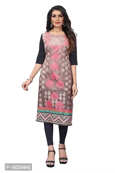 GROWMORE Women's Crepe Digital Print Straight Kurta (XXL, Brown)-thumb0