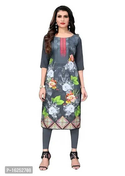 GROWMORE Women's Crepe Digital Print Straight Kurta-thumb0