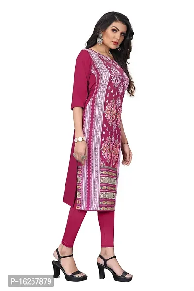 GROWMORE Women's Crepe Digital Print Straight Kurta (XL, Pink)-thumb3