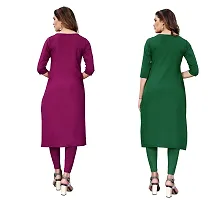 GROWMORE Women's Crepe Digital Print Straight Kurta(Pack of 2) (L, Purple  SEA Green)-thumb1