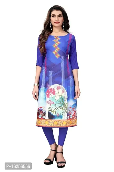 GROWMORE Woman Digital Printed Creape Kurties (XL, Blue)