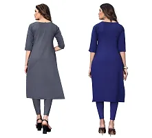 GROWMORE Women's Crepe Digital Print Straight Kurta(Pack of 2) (XXL, Grey  Blue VIOLOT)-thumb1