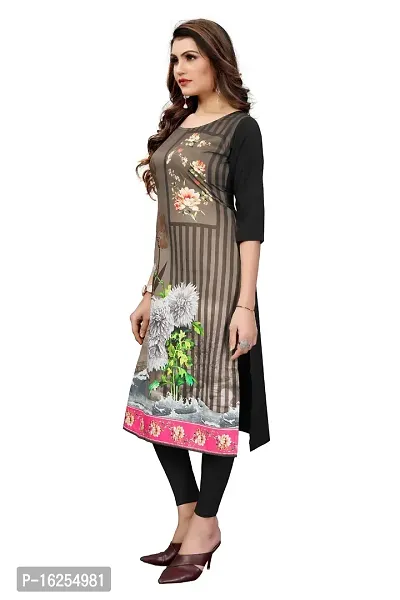 GROWMORE Women's Crepe Digital Print Straight Kurta(Pack of 2) (S, Green  White Black)-thumb4