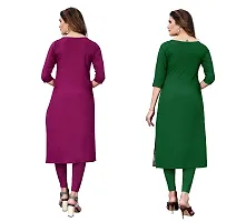 GROWMORE Women's Crepe Digital Print Straight Kurta(Pack of 2) (XL, Purple  Forest Green)-thumb1