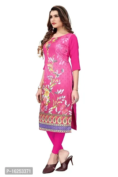 GROWMORE Women's Crepe Digital Print Straight Kurta(Pack of 2) (XL, Blue  HOT Pink)-thumb4