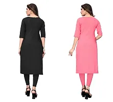 GROWMORE Women's Crepe Digital Print Straight Kurta(Pack of 2) (XXL, Black  Coral Pink)-thumb1