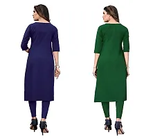 GROWMORE Women's Crepe Digital Print Straight Kurta(Pack of 2) (M, Dark Blue  Light Green)-thumb1