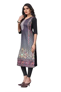 GROWMORE Women's Crepe Digital Print Straight Kurta (XXL, Grey Black)-thumb3