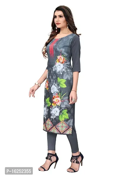 GROWMORE Women's Crepe Digital Print Straight Kurta(Pack of 2) (XXL, Blue  Light Grey)-thumb4