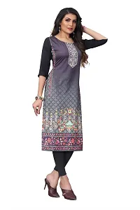 GROWMORE Women's Crepe Digital Print Straight Kurta (XXL, Grey Black)-thumb2