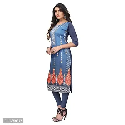 GROWMORE Women's Crepe Digital Print Straight Kurta(Pack of 2) (L, Blue  Blue Grey)-thumb5