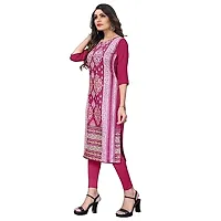 GROWMORE Women's Crepe Digital Print Straight Kurta (XL, Pink)-thumb3