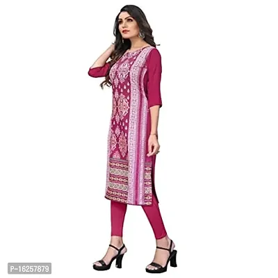 GROWMORE Women's Crepe Digital Print Straight Kurta (XL, Pink)-thumb4